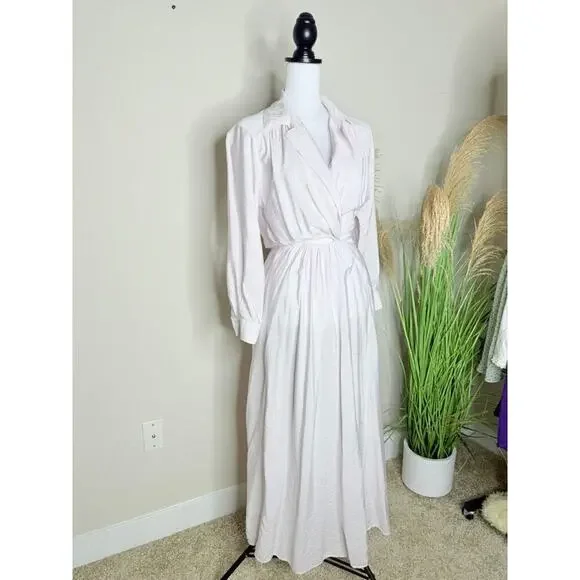 Young Fabulous and Broke Derby Cut Out Poplin Shirt Maxi Dress Pink Medium Crop - Picture 3 of 9